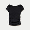 T-shirt ajust&eacute; dentelle col bateau noir femme