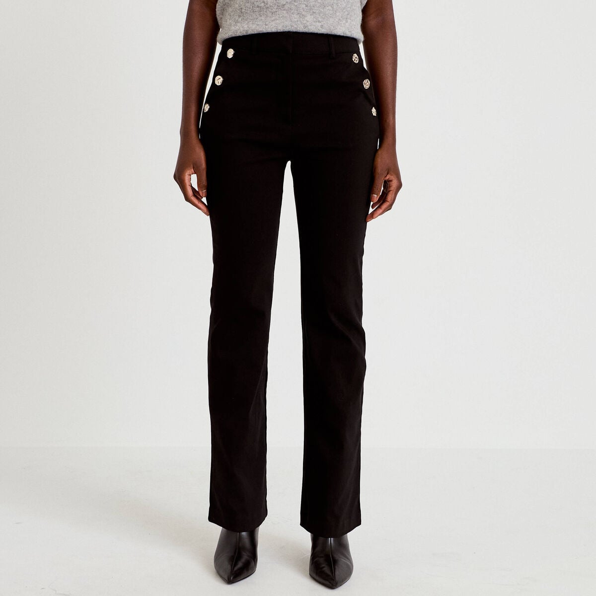 Pantalon taille haute noir femme