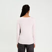 T-shirt uni &agrave; manches longues rose clair femme
