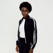 Veste zipp&eacute;e d&eacute;tail dentelle bleu marine femme
