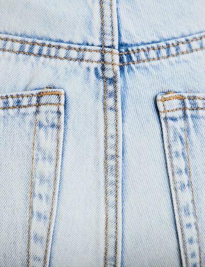 Jeans wide leg taille haute denim bleach femme