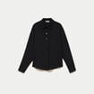 Chemise droite pliss&eacute;e manches longues noir femme