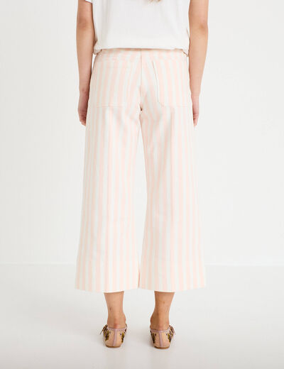 Jean wide leg cropped taille haute blanc femme