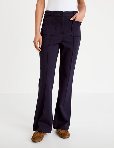 Pantalon bootcut taille standard bleu marine femme