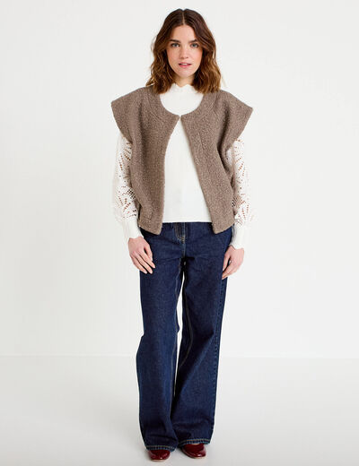 Gilet sans manches effet polaire sable femme