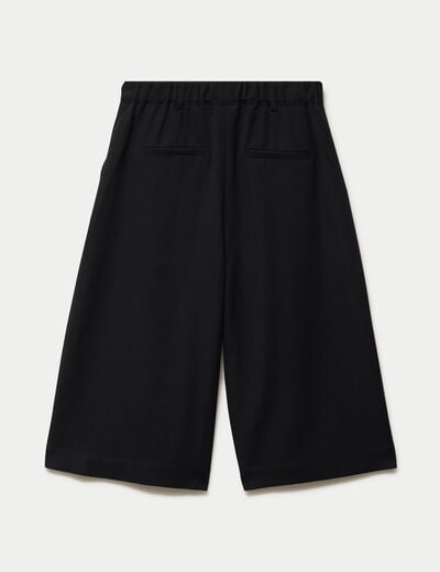 Bermuda large taille haute noir femme