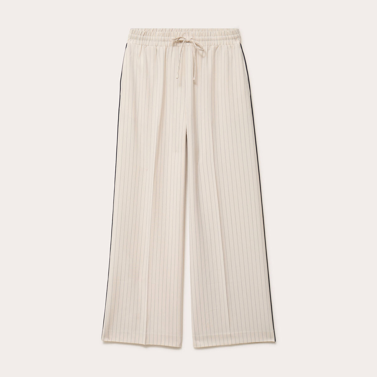 Pantalon large taille &eacute;lastiqu&eacute;e blanc femme