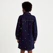 Robe courte droite en jean brod&eacute;e bleu marine femme