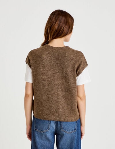 Gilet sans manches marron clair femme