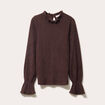 Blouse ajour&eacute;e manches longues marron fonc&eacute; femme