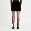 Short large en velours marron fonc&eacute; femme