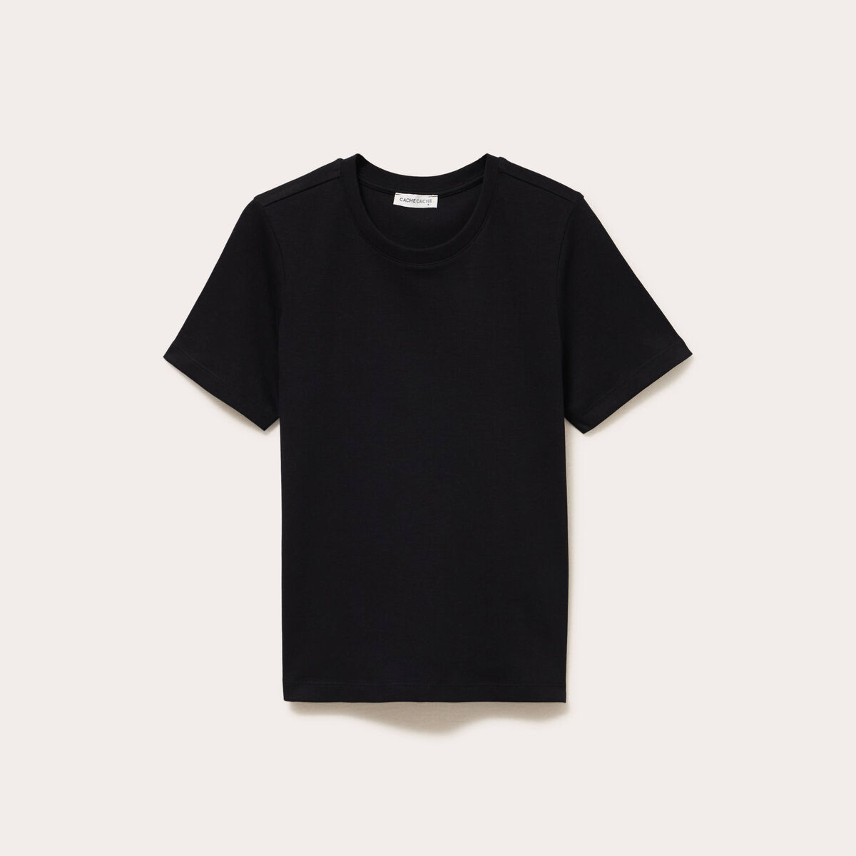 T-shirt col rond manches courtes noir femme