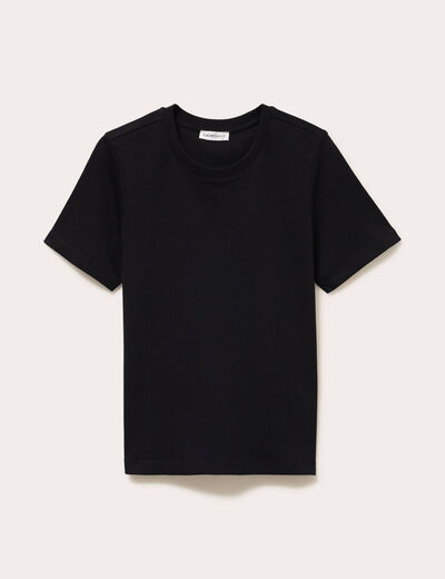 T-shirt col rond manches courtes noir femme