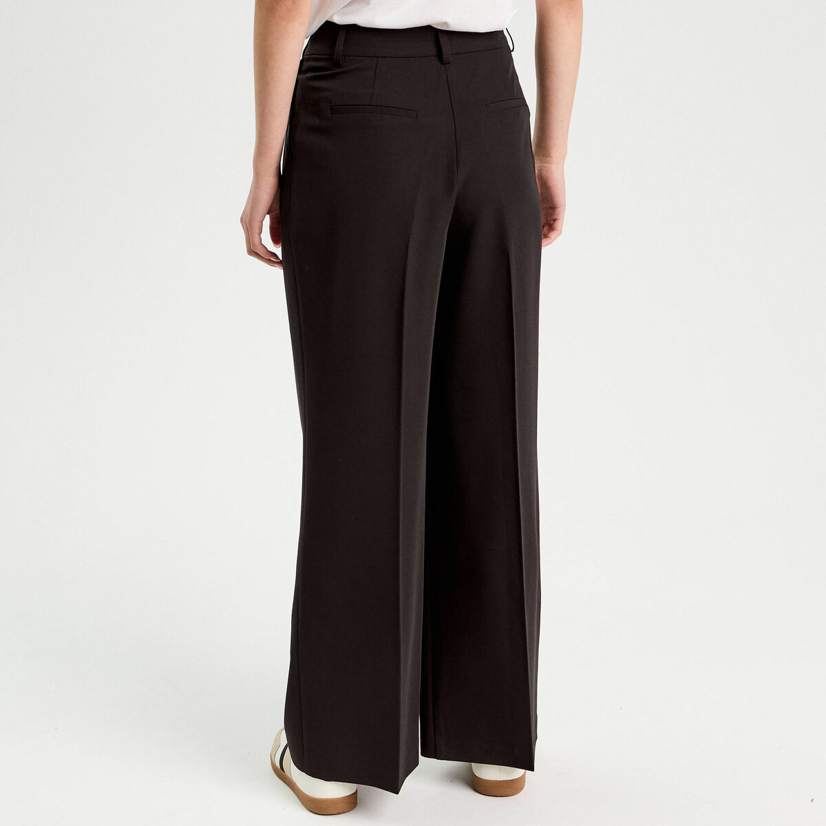 Pantalon large &agrave; pinces noir femme
