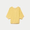 Pull ajour&eacute; col v manches courtes jaune pastel femme