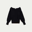 Pull oversize col bateau manches longues noir femme