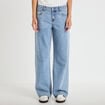 Jean wide leg taille basse strass denim triple stone femme