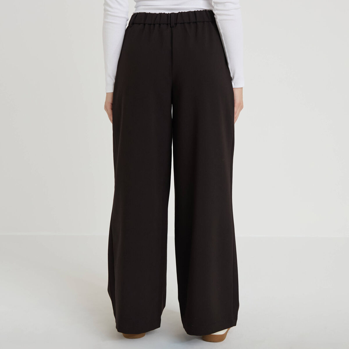 Pantalon large fluide noir femme