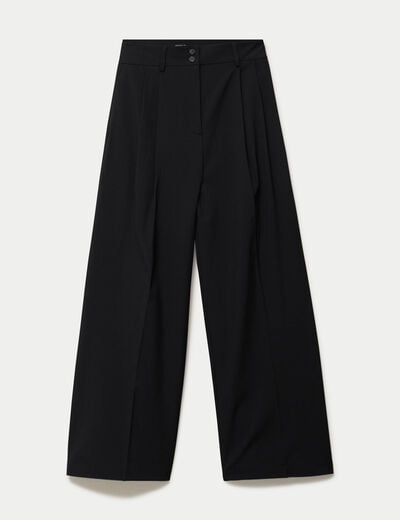 Pantalon large &agrave; pinces noir femme