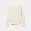 Pull ample ajour&eacute; manches longues ecru femme