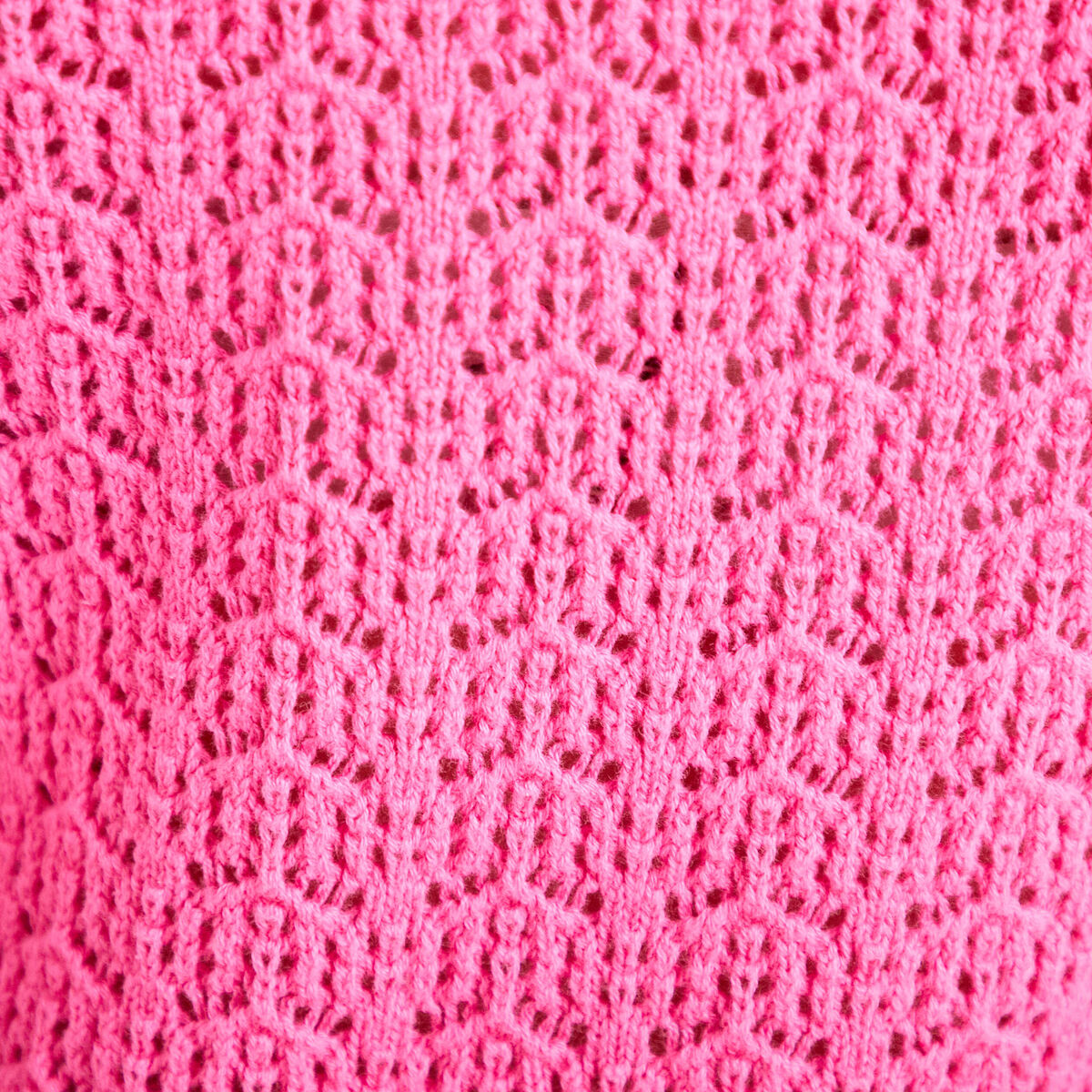 Pull ajour&eacute; rose fushia femme
