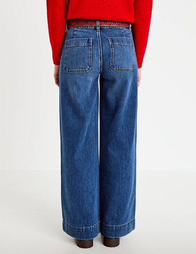 Jean bootcut ceinture amovible denim stone femme