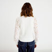Pull manches ajour&eacute;es ecru femme