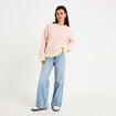 Pull ample col rond manches longues rose clair femme