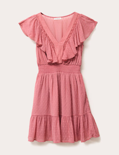 Robe &eacute;vas&eacute;e plumetis vieux rose femme