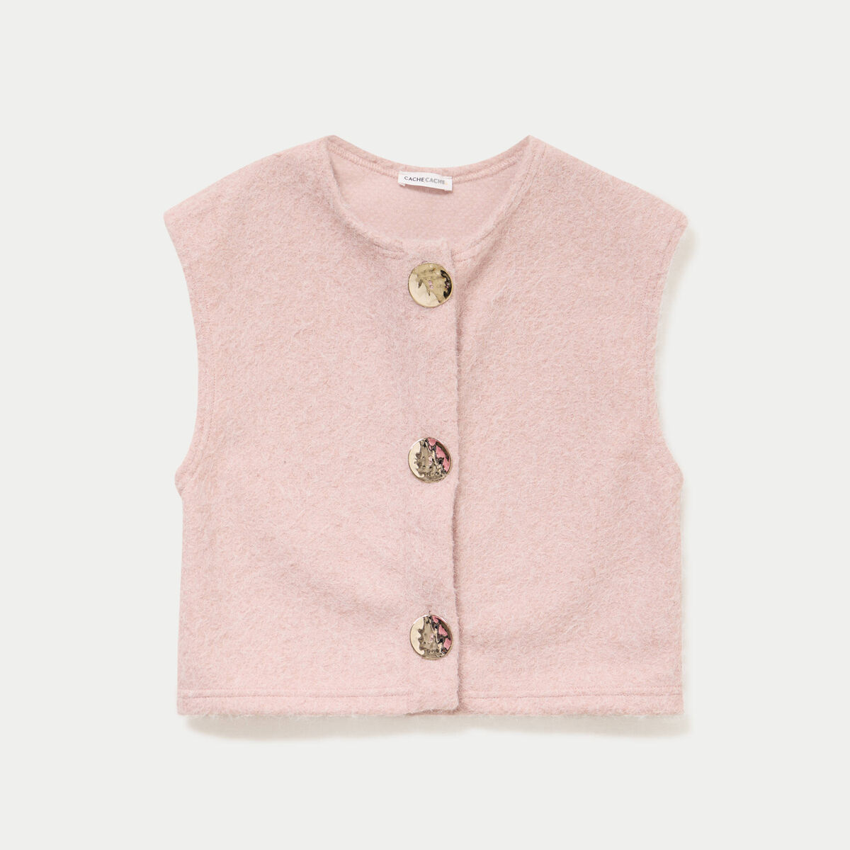 Gilet sans manches effet polaire rose clair femme
