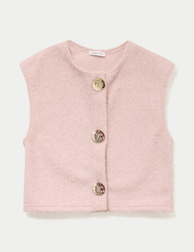 Gilet sans manches effet polaire rose clair femme
