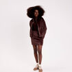 Veste fausse fourrure marron fonc&eacute; femme