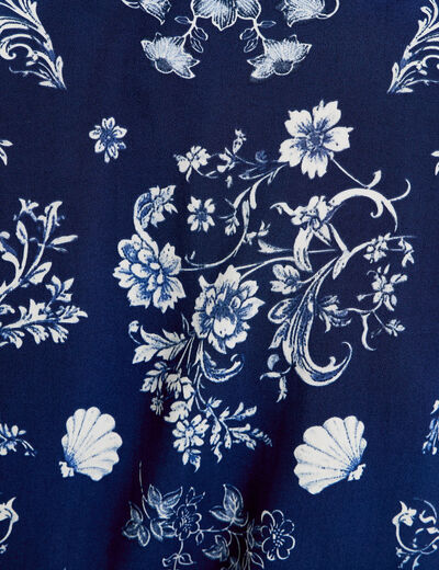 Robe longue col chemise bleu marine femme