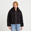 Doudoune droite cropped &agrave; capuche noir femme