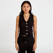 Gilet cintr&eacute; sans manches col v noir femme