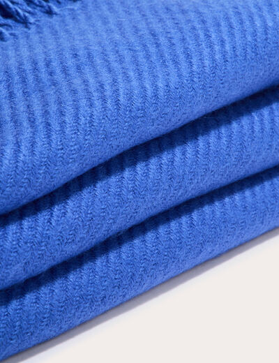 &Eacute;charpe &agrave; franges bleu electrique femme