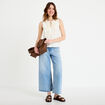 Top sans manches col v ecru femme