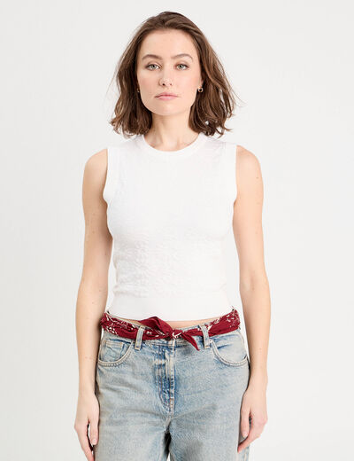 D&eacute;bardeur textur&eacute; blanc femme
