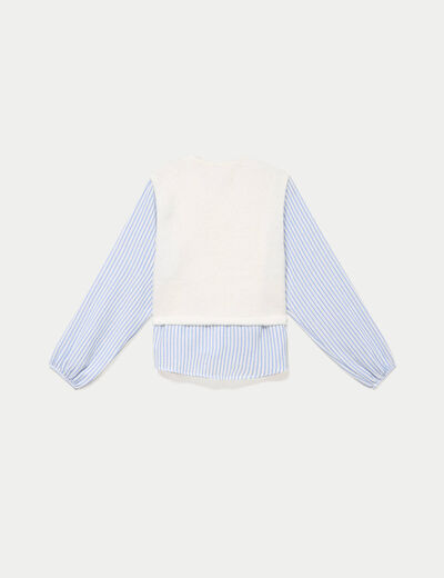 Pull chemise 2-en-1 ecru femme