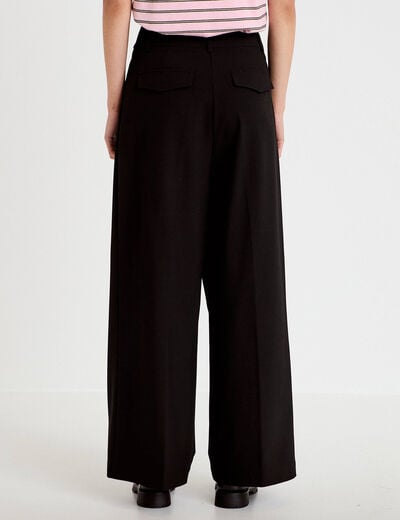 Pantalon large &agrave; pinces noir femme