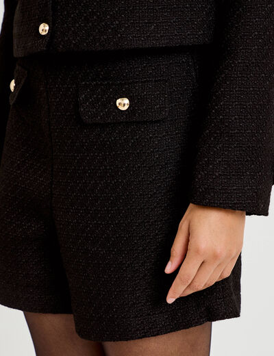 Short en tweed noir femme