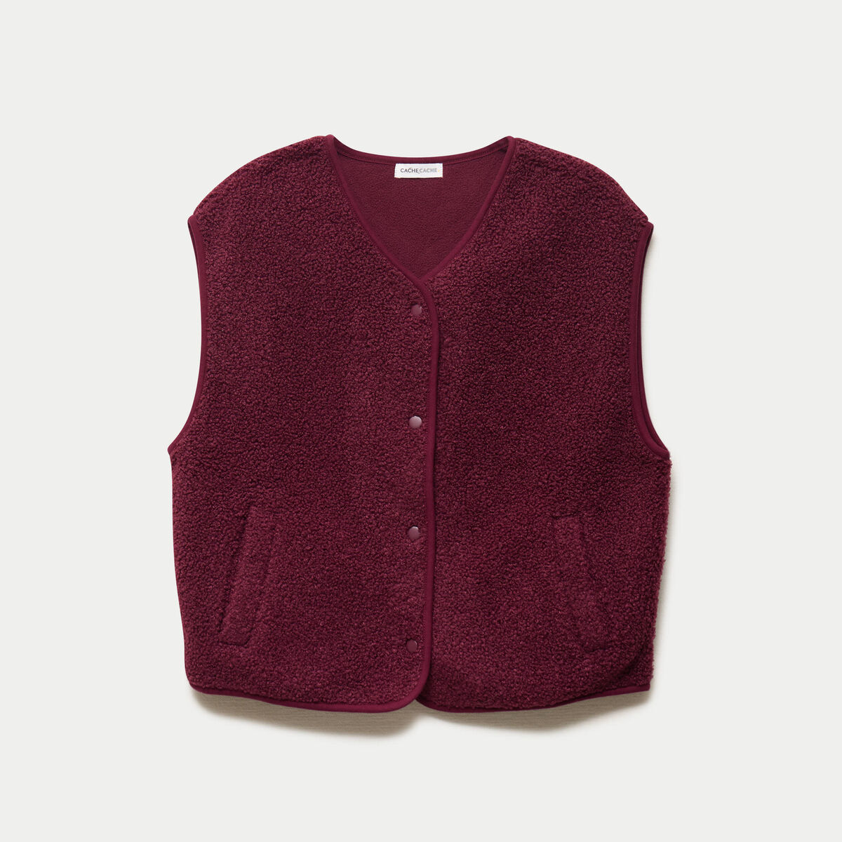 Gilet sans manches effet polaire bordeaux femme