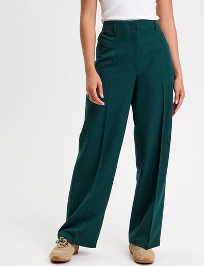 Pantalon bootcut taille haute vert fonc&eacute; femme