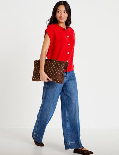 Gilet ample sans manches rouge femme