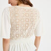 Blouse col v manches courtes ecru femme