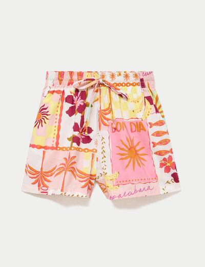 Short coupe droite large blanc femme