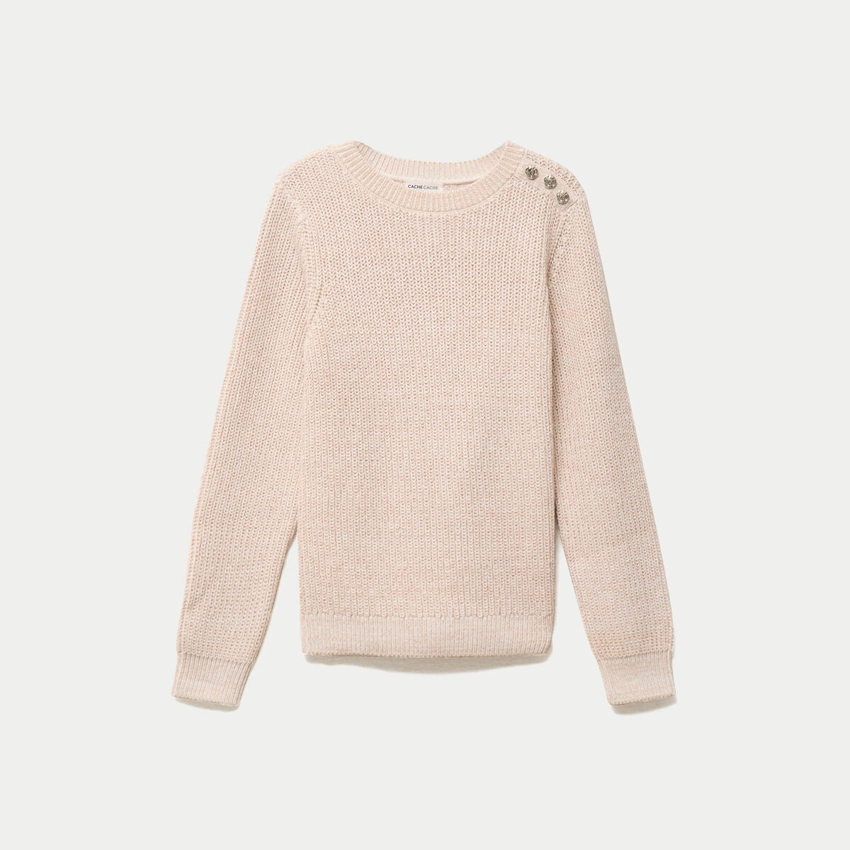 Pull manches longues brillant ivoire femme