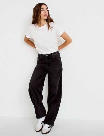 Jean coupe large denim noir femme