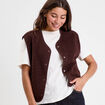 Gilet sans manches effet polaire marron fonc&eacute; femme