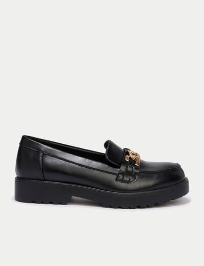 Mocassins avec bijou noir femme